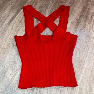 Red Ribbed Halter